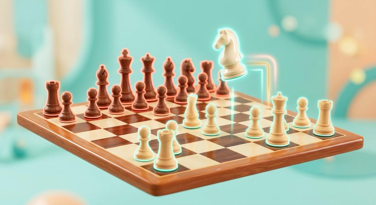 Plateau d'échecs lumineux avec une pièce en mouvement