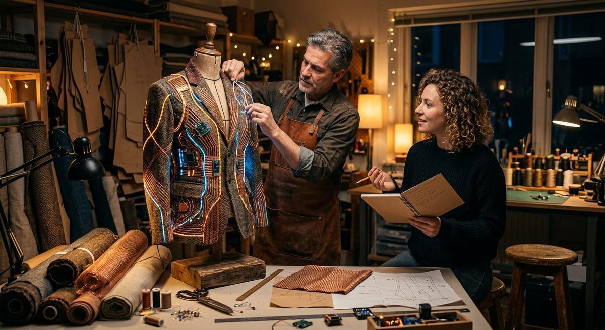 Tailleur high-tech ajustant une solution sur mesure pour son client